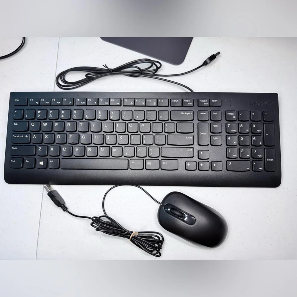 Lenovo Wired Keyboard and Mouse Set - Black